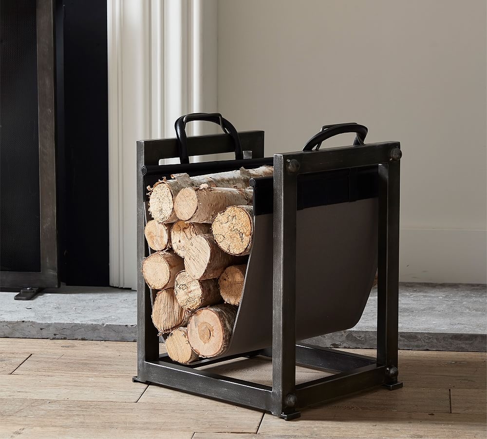 Indoor/Outdoor Industrial Fireplace Log Holder, Dark Bronze - Image 0