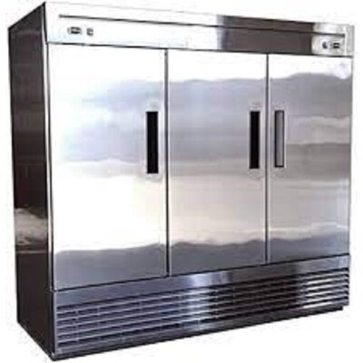 Commercial Refrigerator 3-Doors Solid Reach in Upright Bottom Mounted Stainless Steel NSF 82" Width, Capacity 65 Cuft, Restaurant Quality Kitchen Cooler Fridge - Image 0