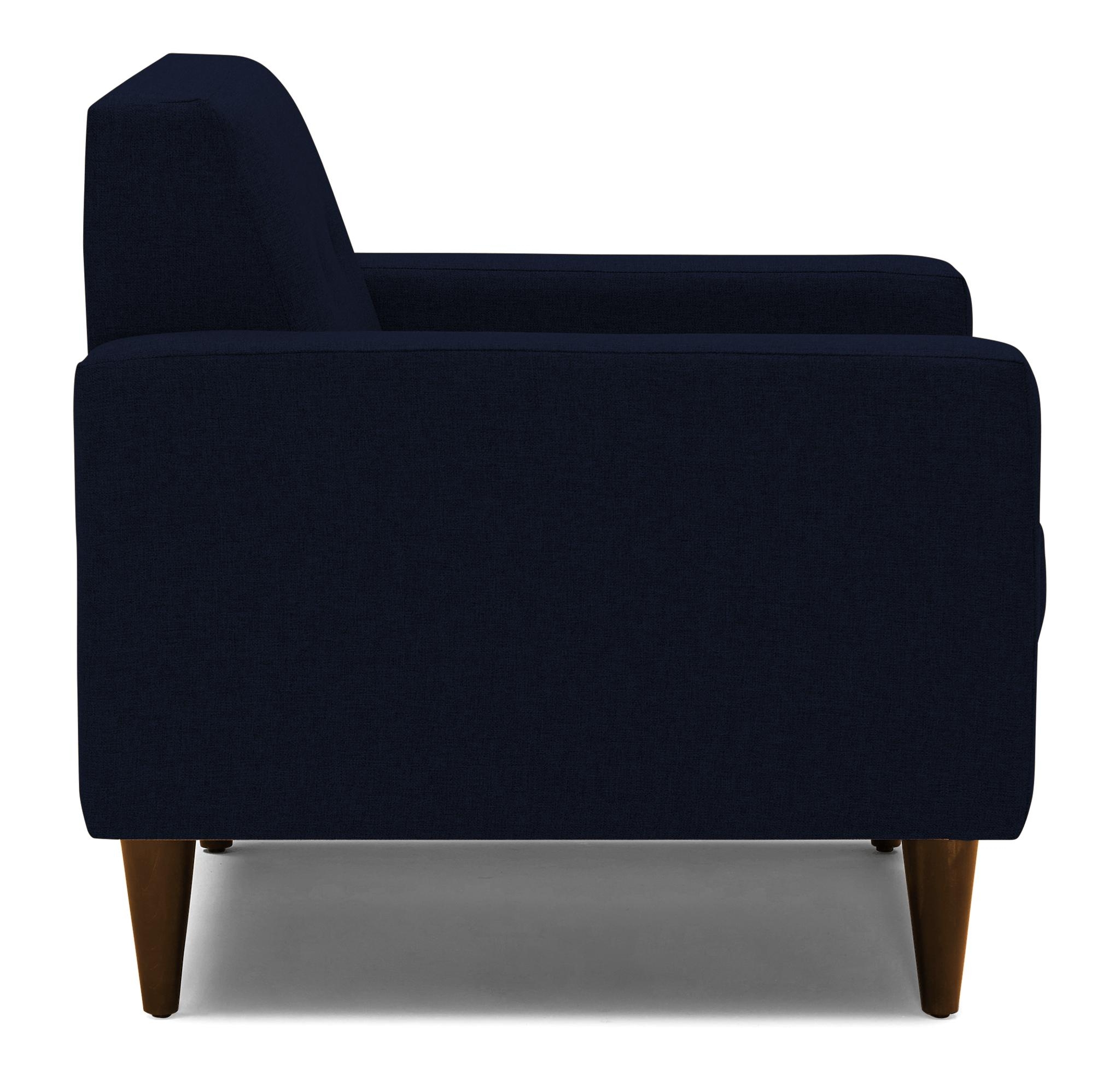 Blue Korver Mid Century Modern Apartment Chair - Bentley Indigo - Mocha - Image 2