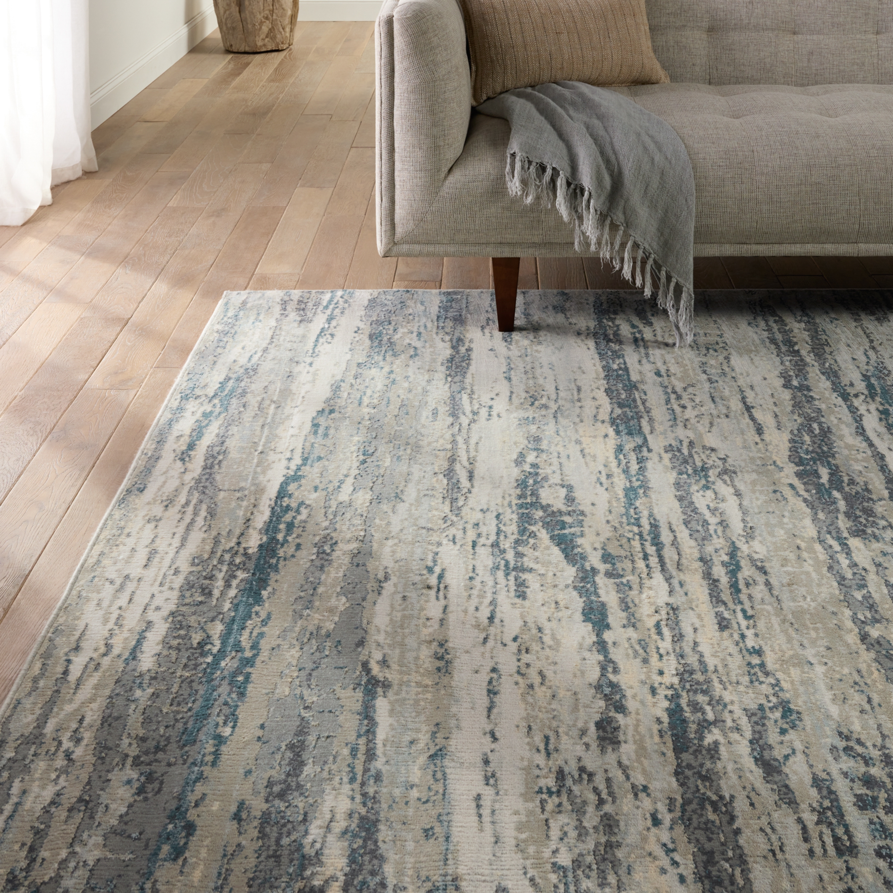 Anomia Abstract Blue/ Taupe Area Rug (6'6"X9'6") - Image 7
