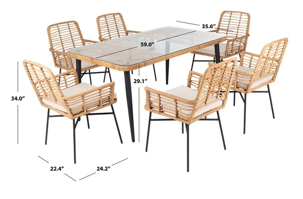 Beson 7 Pc Dining Set - Brown/Beige - Safavieh - Image 6