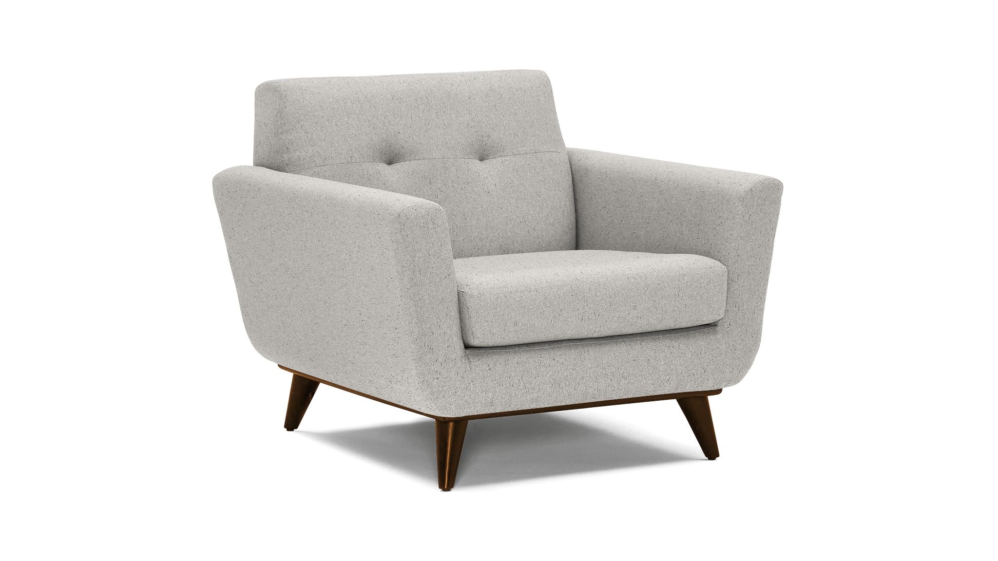 White Hughes Mid Century Modern Chair - Tussah Snow - Mocha - Image 1