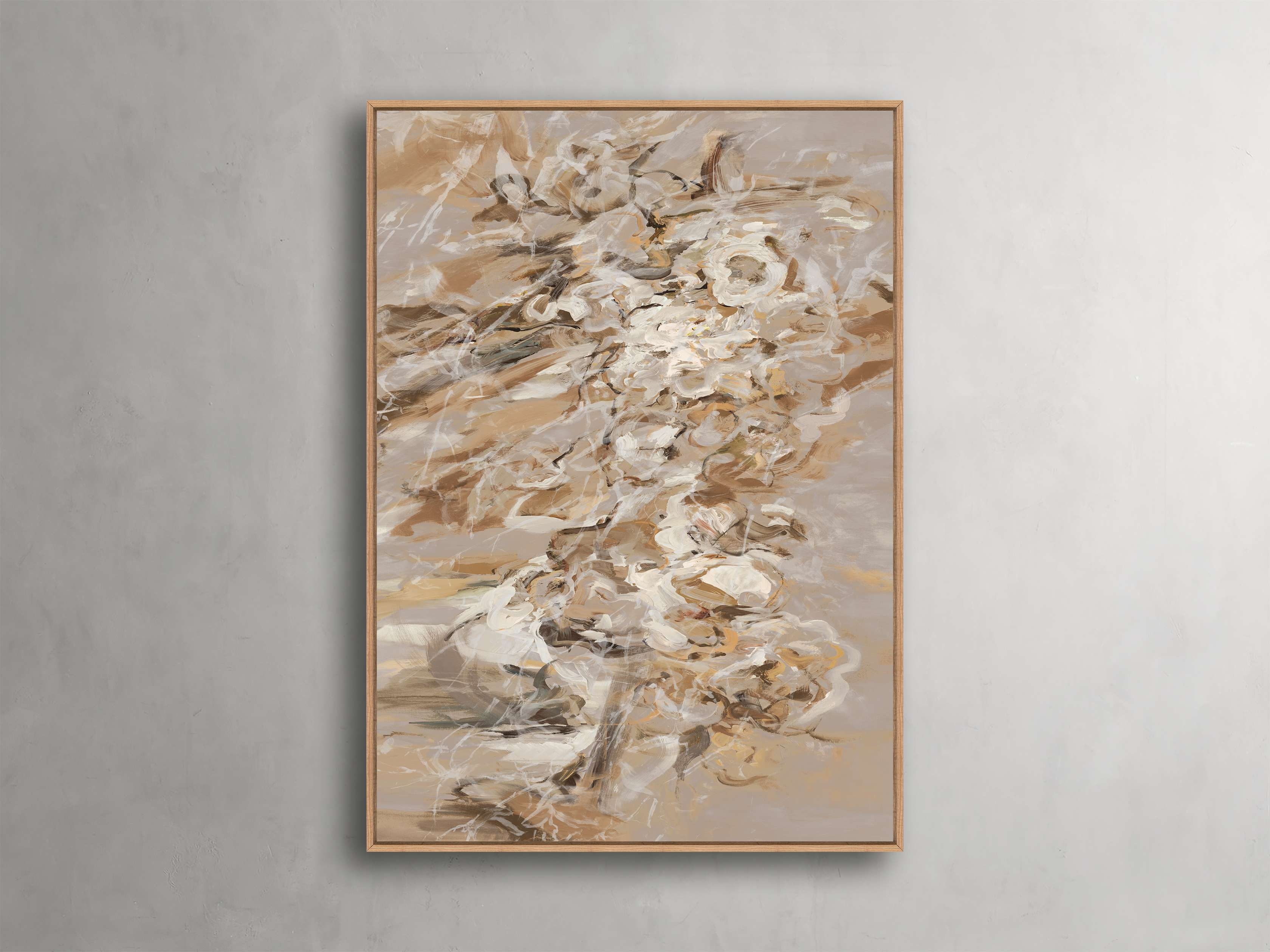 Floral Drift Framed Print in Wood Natural - Image 0
