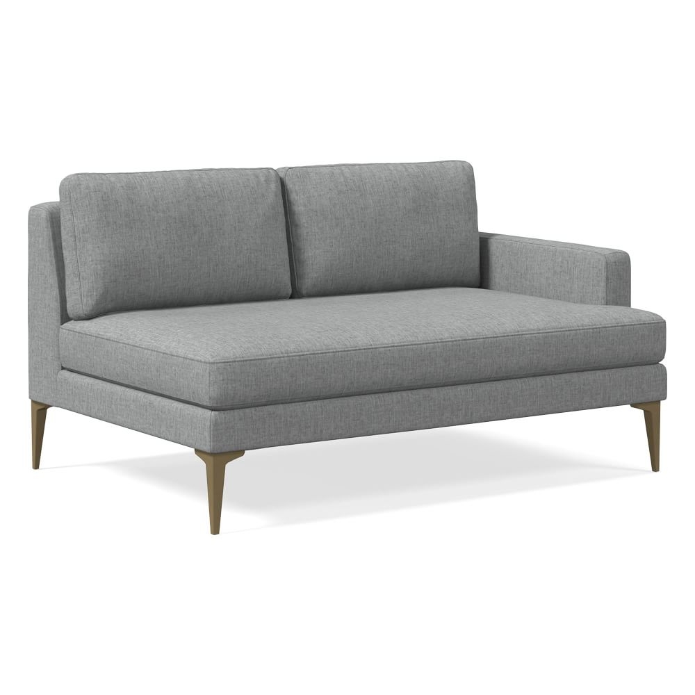 Andes Right Arm 2 Seater Sofa, Poly, Performance Coastal Linen, Anchor Gray, Blackened Brass - Image 0