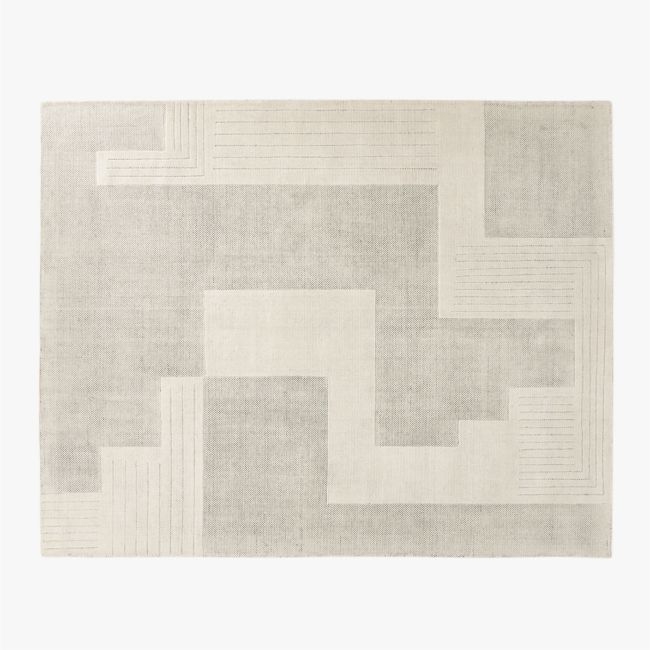 Larso Hand-Tufted White Wool-Blend Area Rug 8'x10' - Image 0