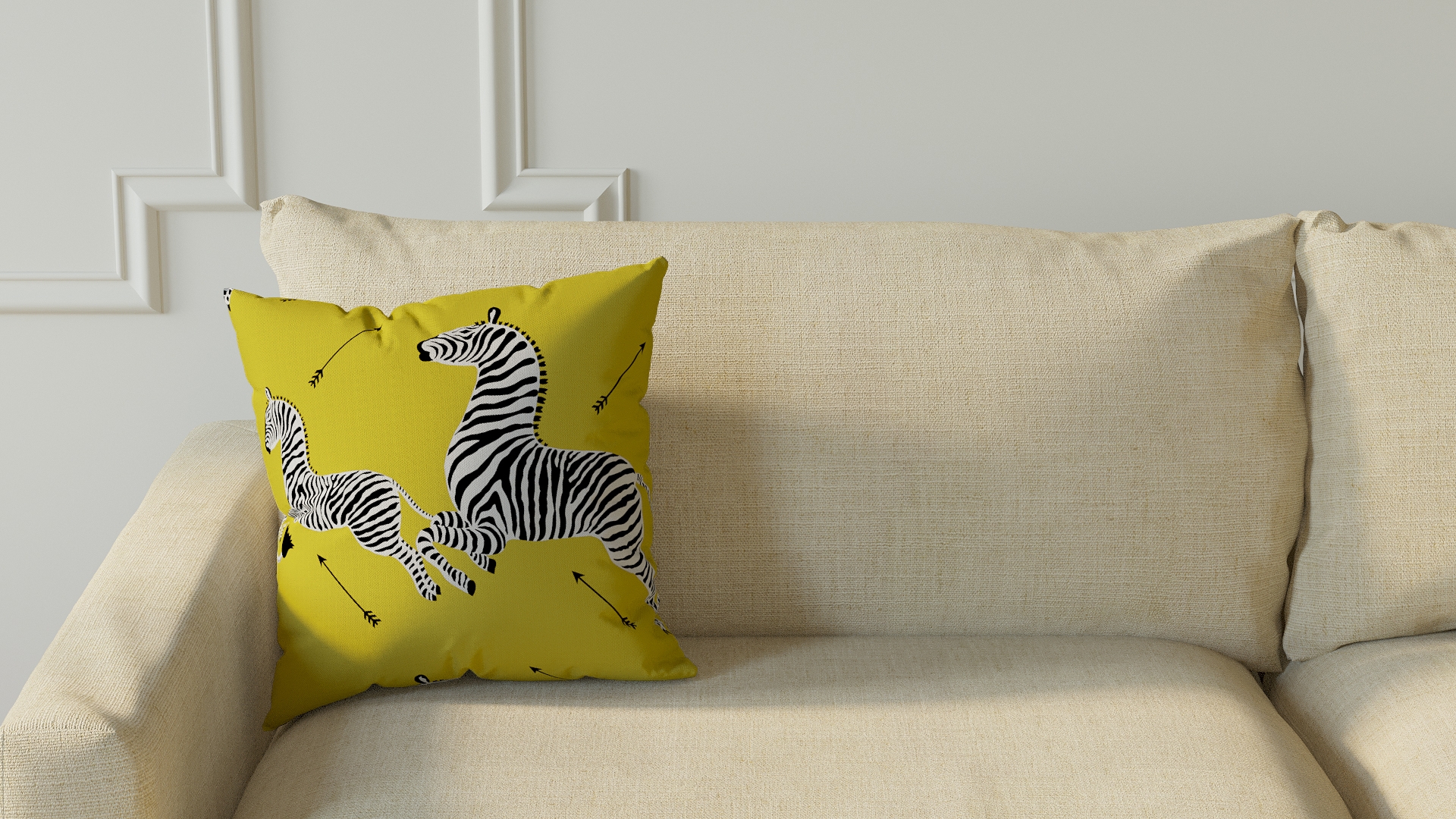 Throw Pillow 16", Yellow Zebra, 16" x 16" - Image 2