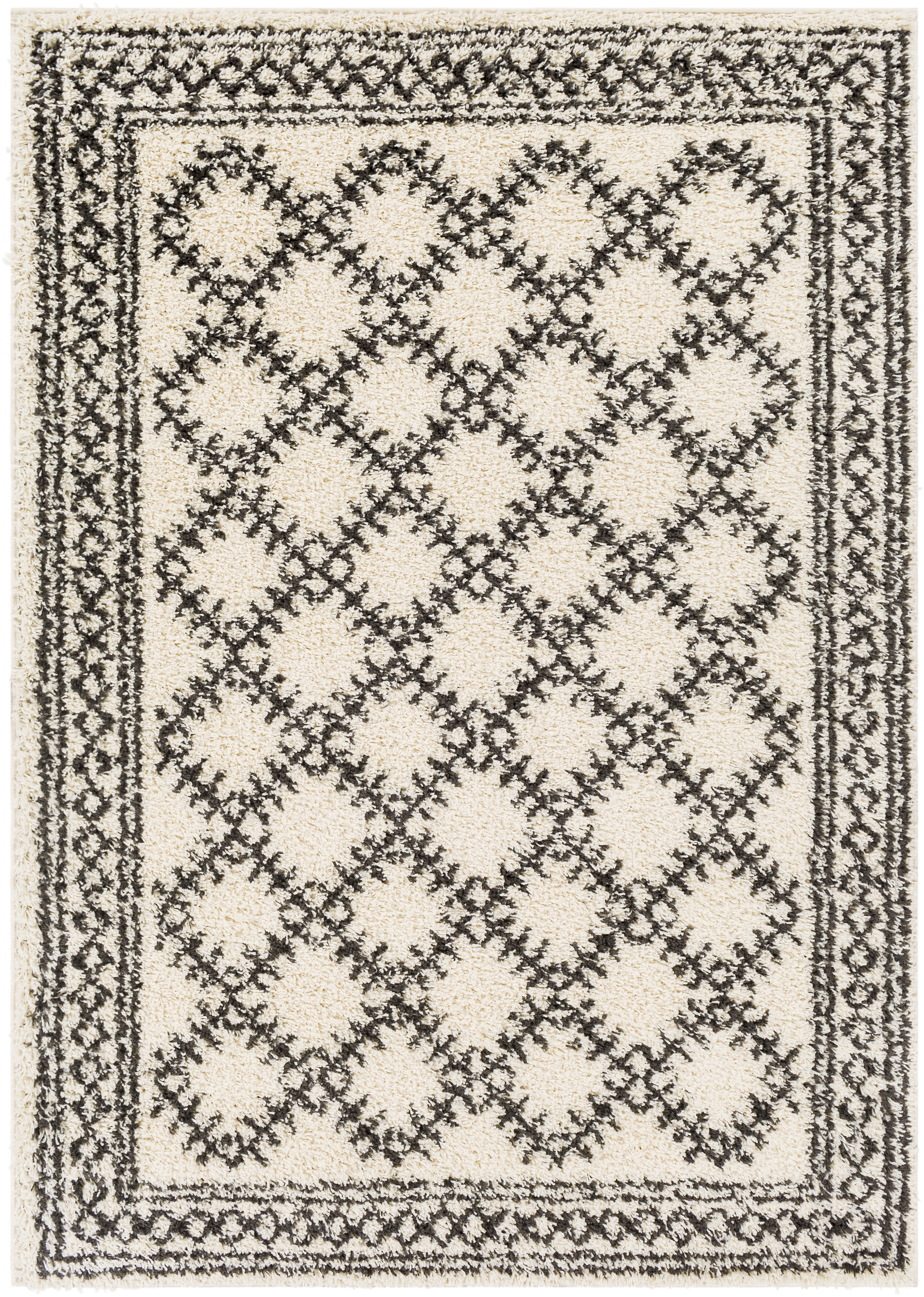 Beni Shag Beige Indoor 5'3" x 7' Machine Woven Rug - Image 0