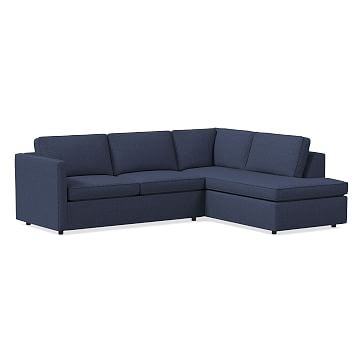 Harris 100" Right Multi Seat 2-Piece Bumper Chaise Sectional, Petite Depth, Deco Weave, Midnight - Image 0
