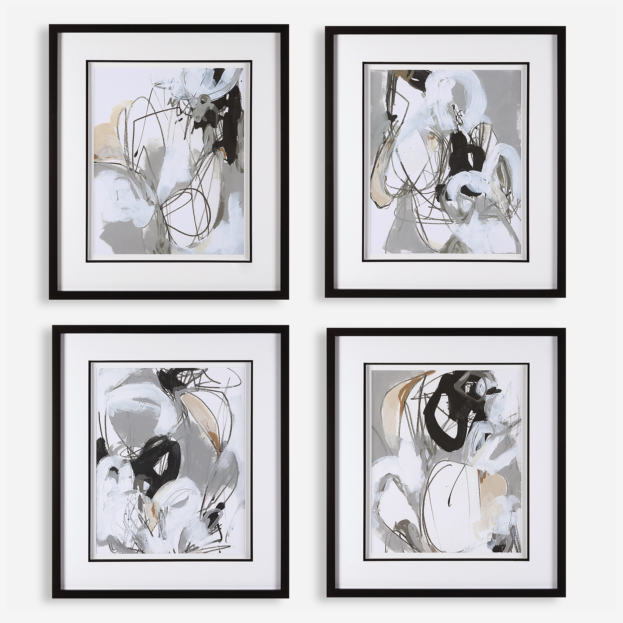 Tangled Threads Abstract Framed Prints Set/4 - Image 0