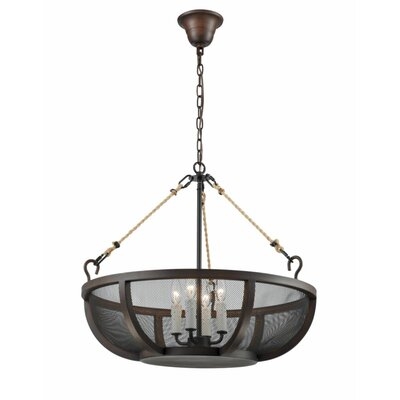 Barstow 4 - Light Candle Style Wagon Wheel Chandelier - Image 0