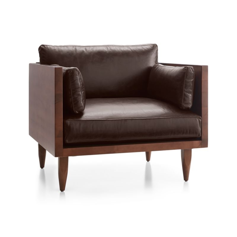 Sherwood Leather Exposed Wood Frame Chair - Image 4