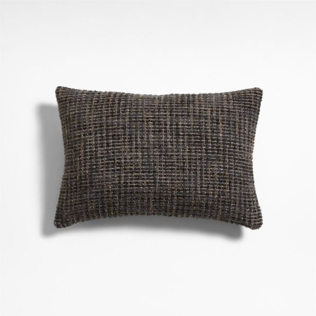 Tricote Tweed 22"x15" Smoke Grey Multi Throw Pillow Cover by Athena Calderone - Image 0