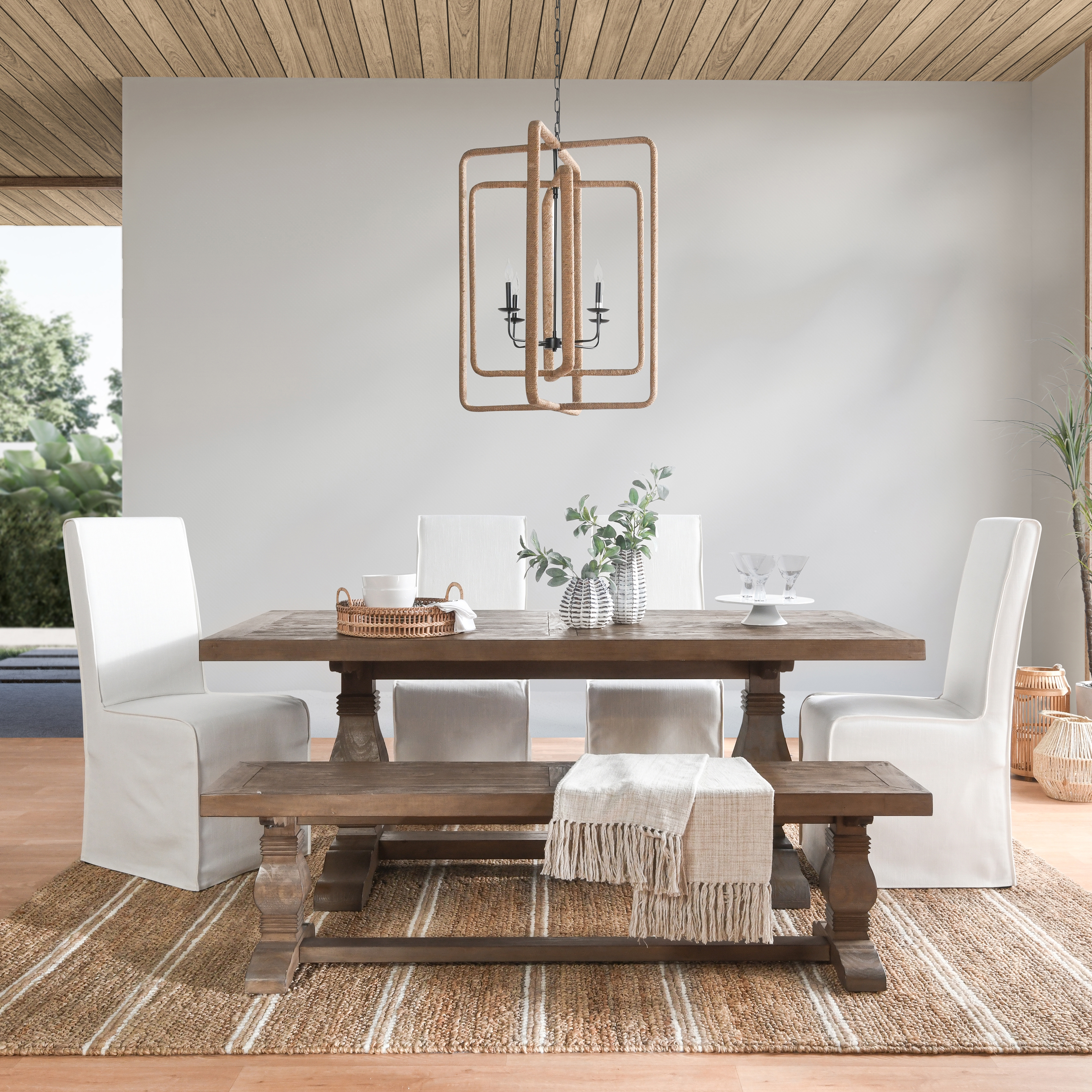 Caleb 78" Dining Table Distressed Brown - Image 8