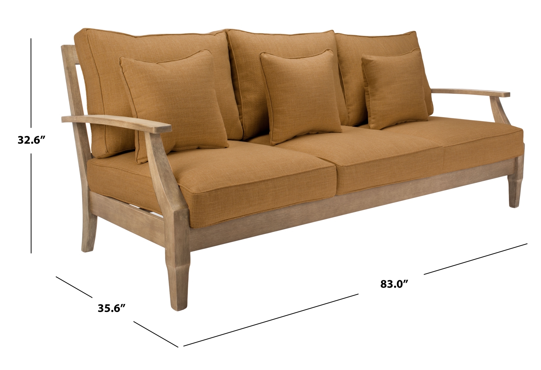Martinique Wood Patio Sofa - Natural/Brown - Image 7