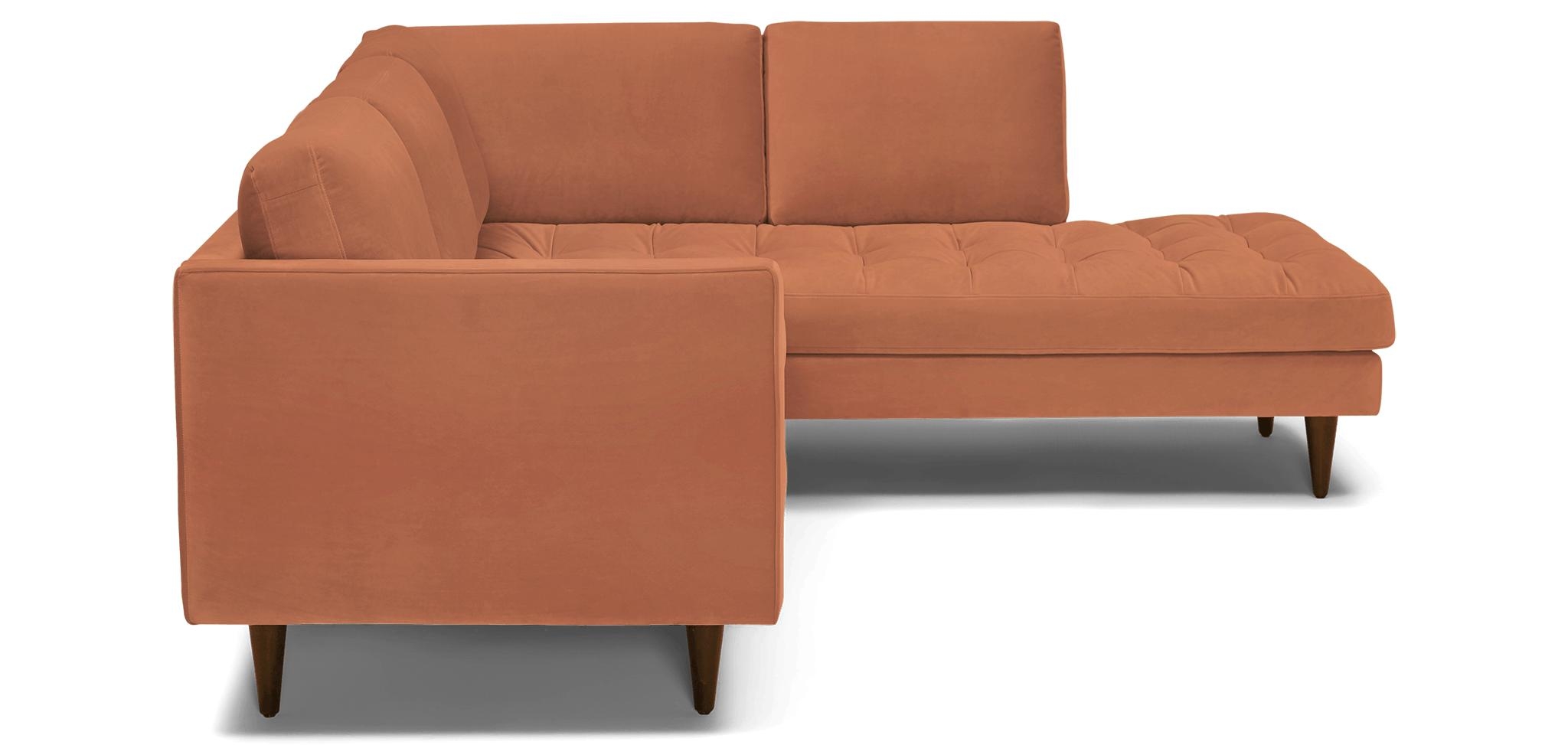 Orange Briar Mid Century Modern Sectional with Bumper - Plush Terra Rose - Mocha - Left - Image 2
