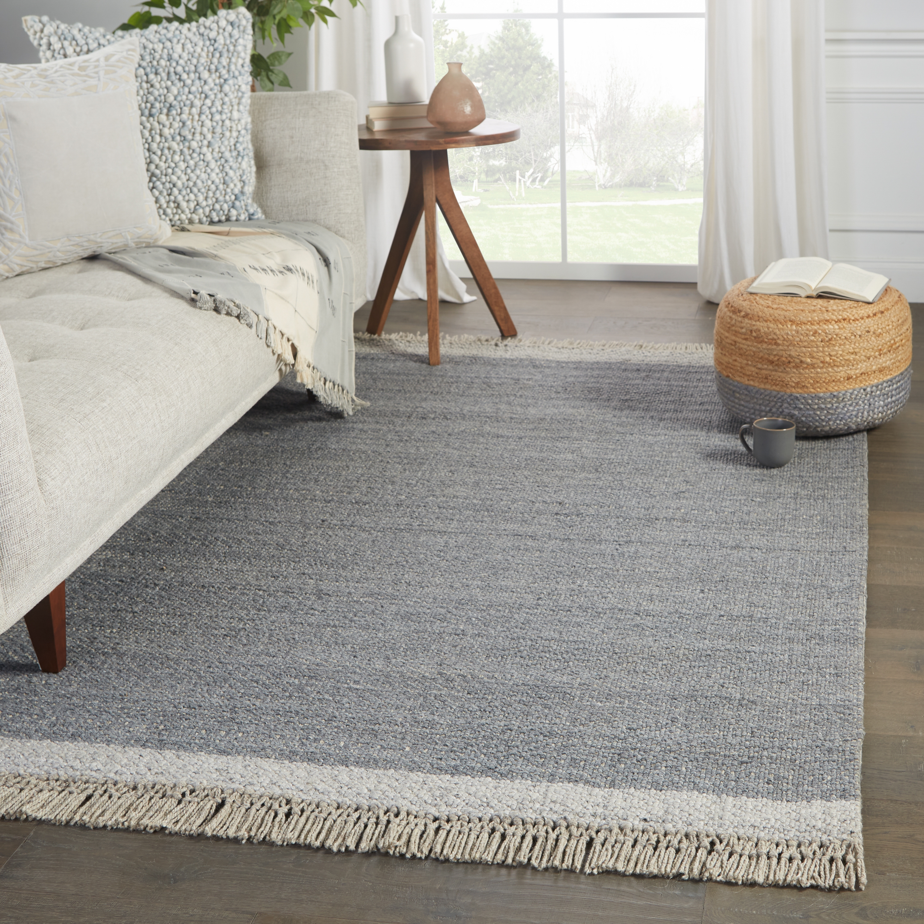 Sunday Handmade Border Gray Area Rug (5'X8') - Image 4