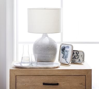Clive 30" Small Table Lamp with Medium Gallery Straight Sided Shade, Gray Base/White Shade - Image 2