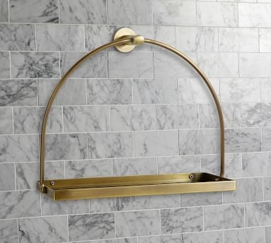 Linden Handcrafted 13.5" Shelf, Tumbled Brass - Image 1