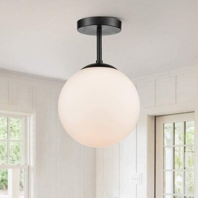 Black Flush Mount Ceiling Light Cover Fixture Glass Lamp Shade Modern Light Covers For Ceiling Lights Replacement Globes Shades Light Fixture Kitchen Lights Fixtures,LED Warm Light Bulb Include - Image 0