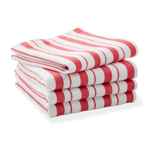 Williams Sonoma Classic Stripe Dishcloths, Set of 4, Geranium Pink - Image 0