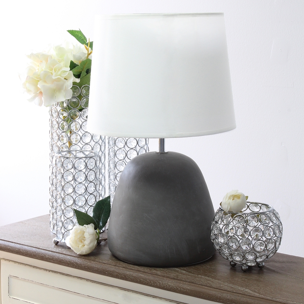 Simple Designs 16 1/2"H White Shade Gray Accent Table Lamp - Style # 89E00 - Image 0