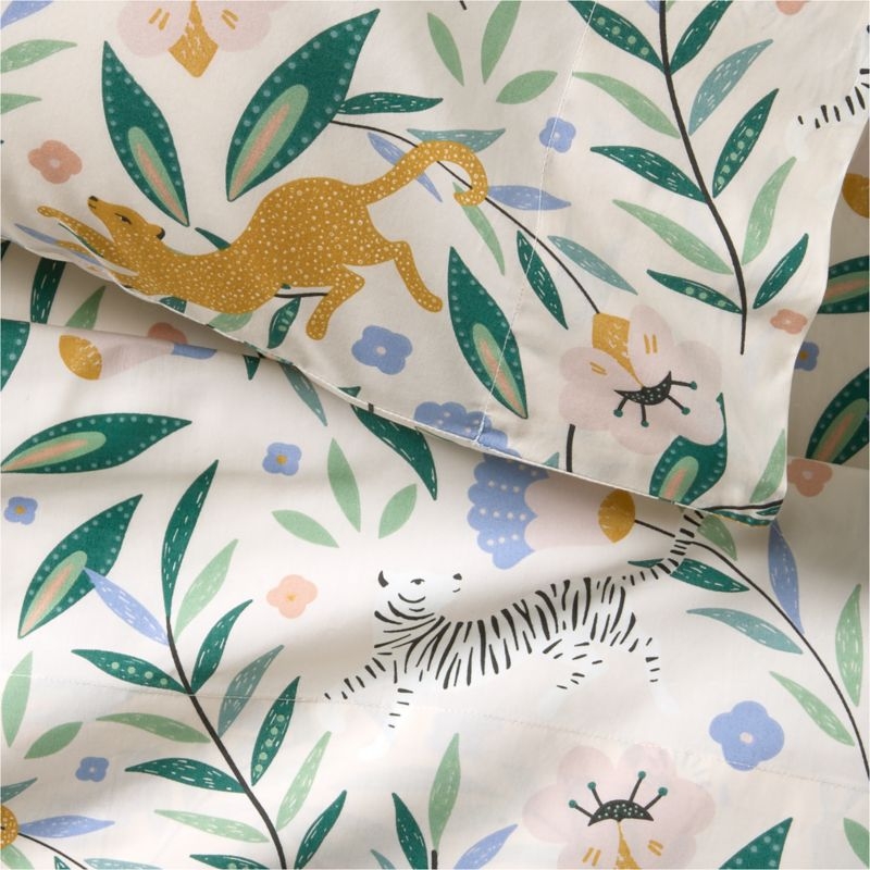 Stay Cool Midnight Marrakech Tiger 100% Organic Cotton Kids Full Sheet Set - Image 2