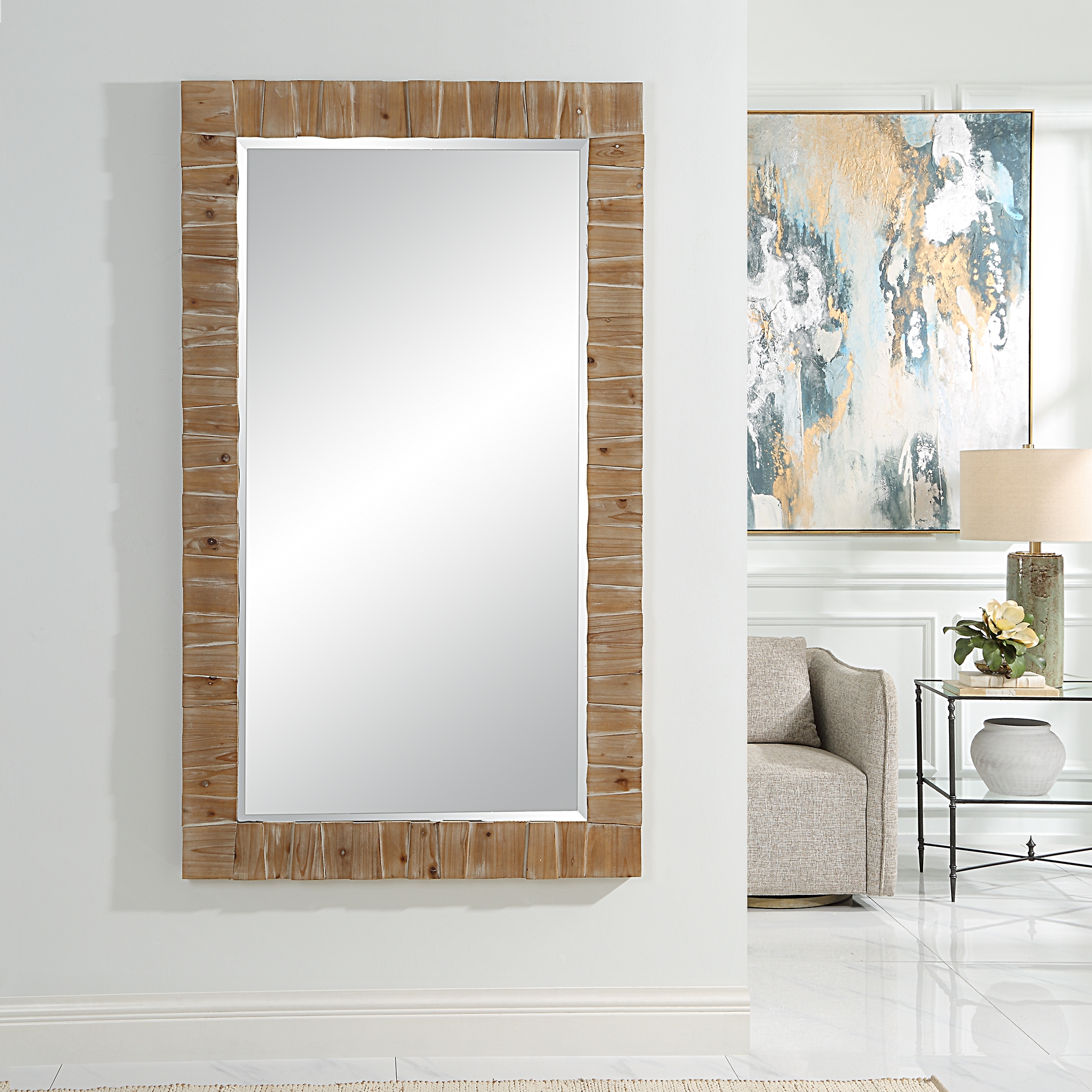 Ayanna Gray Washed Wood Mirror - Image 1