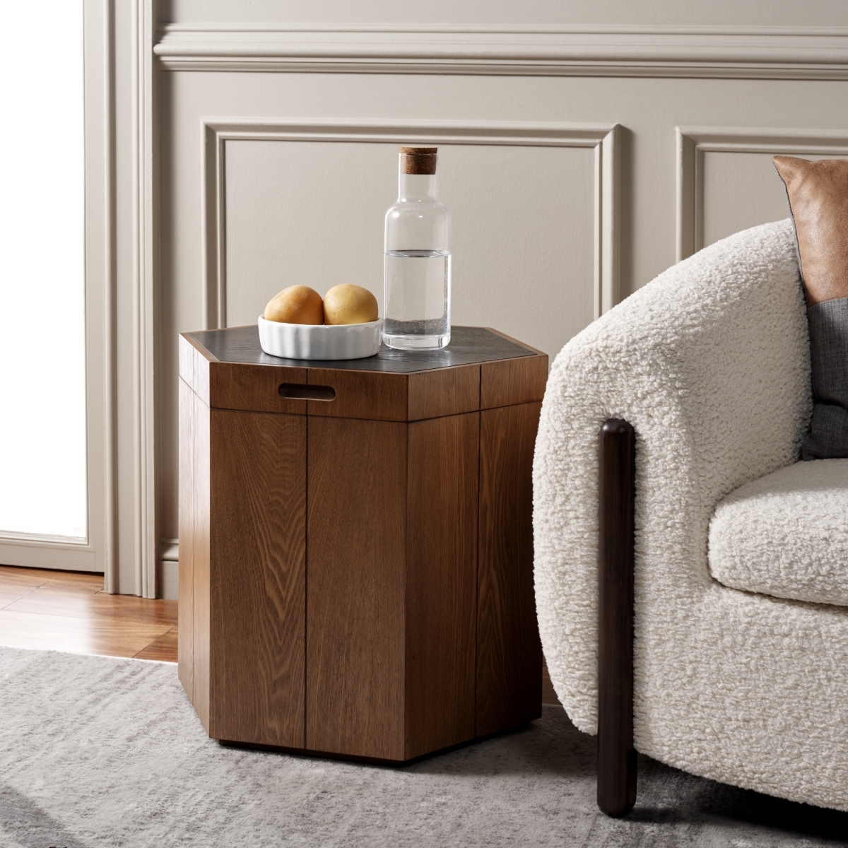 Rafaela Hexagon Accent Table - Natural Brown / Black - Safavieh - Image 1