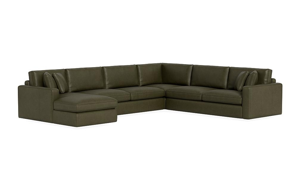 James Leather 4-Piece 5-Seat Corner Chaise Sectional Left - Image 1