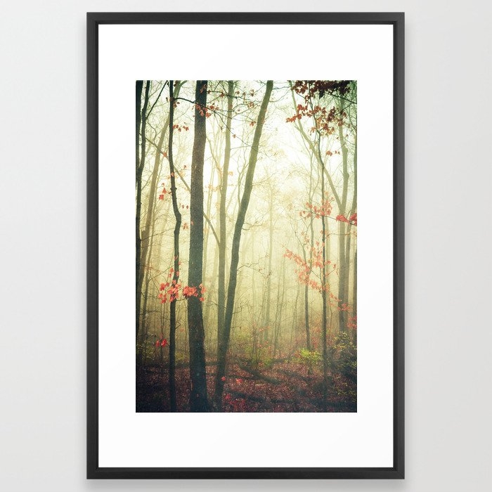 The Woods Are Lovely Dark And Deep Framed Art Print by Olivia Joy St.claire - Cozy Home Decor, - Vector Black - LARGE (Gallery)-26x38 - Image 0