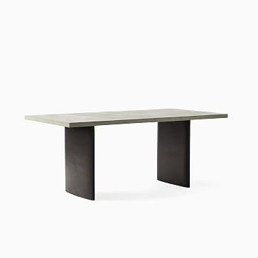Campbell Plinth 74" Table, Natural , Antq Bronze - Image 1
