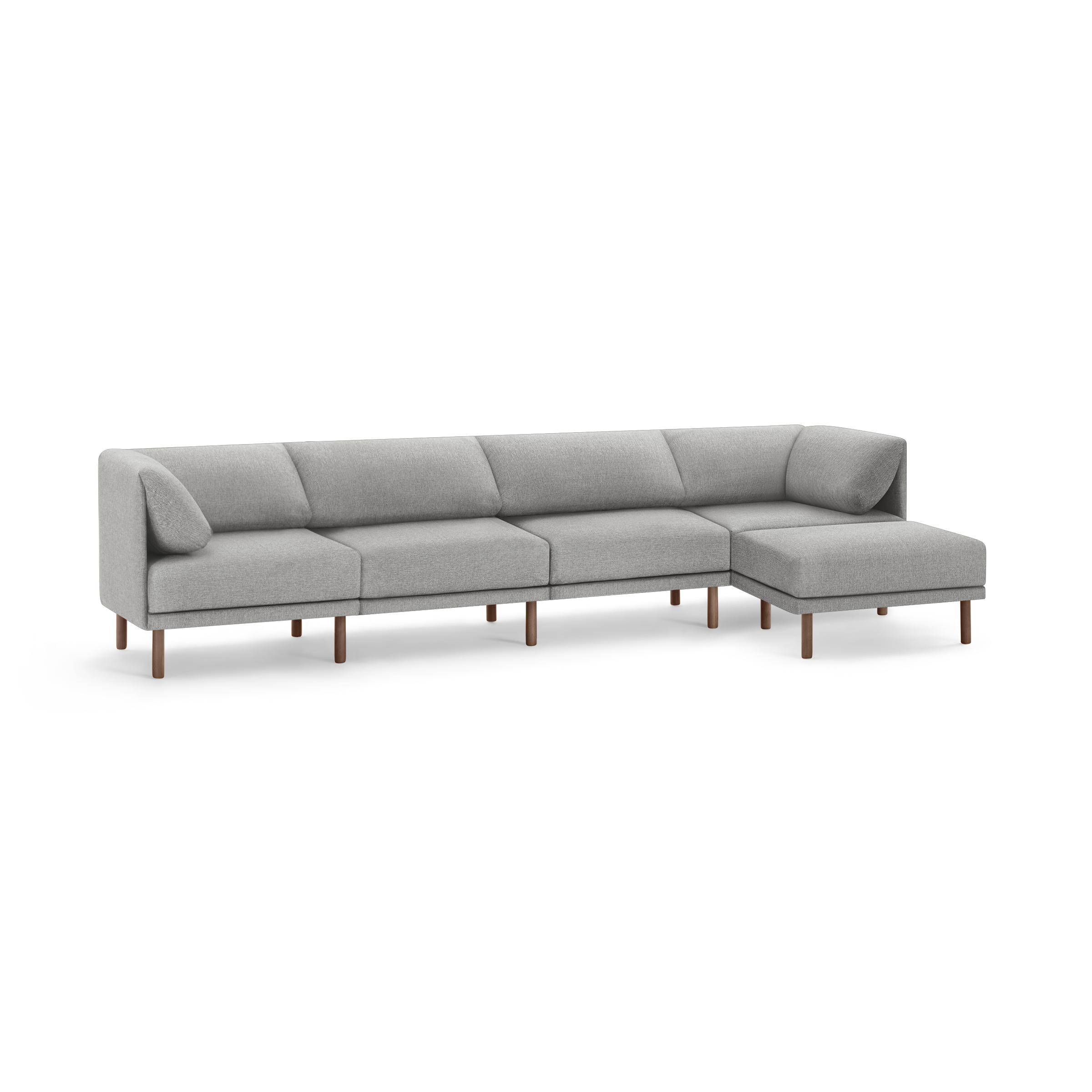 The Range 5-Piece Sectional Lounger in Stone Gray, Walnut Legs - Image 0