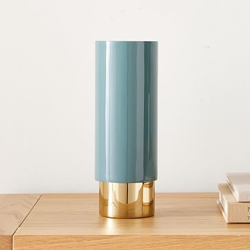 Brass & Enamel Tube Vase, Ocean, Large - Image 0
