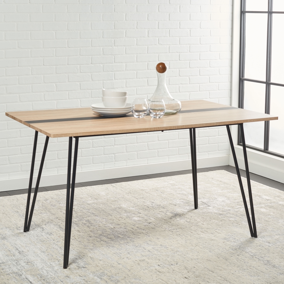 Alarick Dining Table - Natural / Black - Safavieh - Image 1