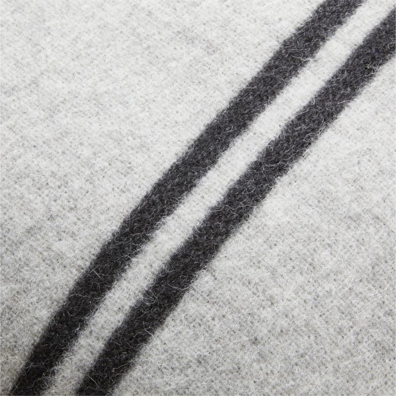 Stripes Ivory and Black Alpaca Lumbar Pillow with Down-Alternative Insert 23"x11" - Image 1
