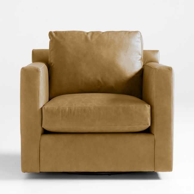 Barrett II 35.5" Leather Track Arm Swivel Chair - Image 1