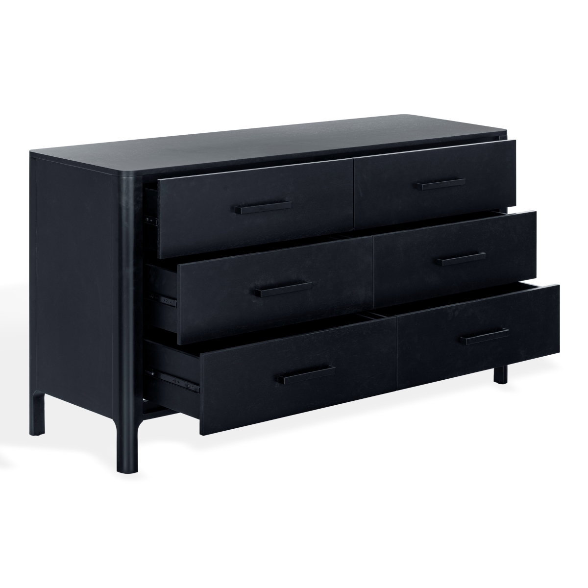Abbiava 6 Drawer Wood Dresser - Black - Image 4
