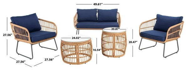 Venta 5 Pc Living Set - Natural/Navy - Safavieh - Image 7