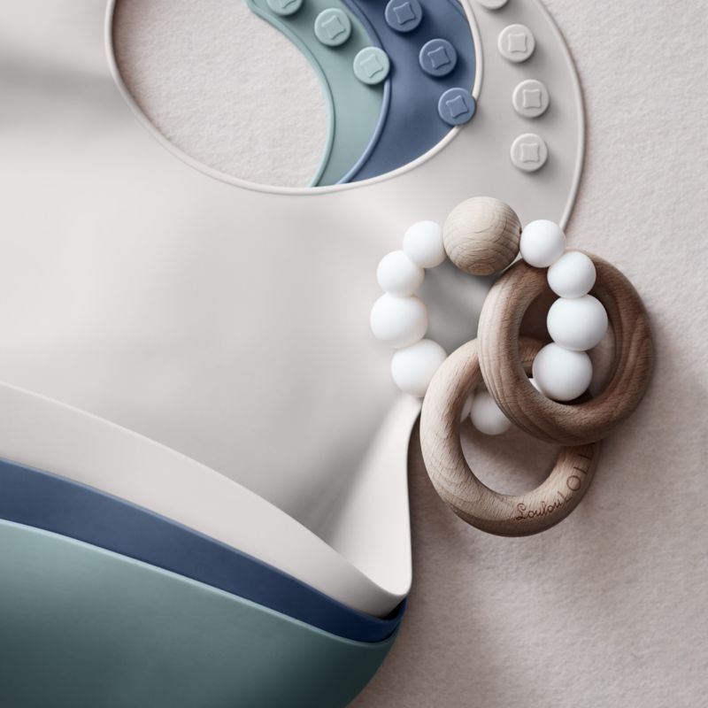 Mushie Tan Silicone Baby Bib - Image 1