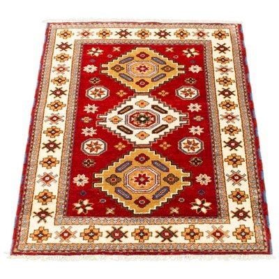 One-of-a-Kind Haddley Hand-Knotted New Age 4'2" X 5'11" Wool Area Rug in Red/Cream - Image 0