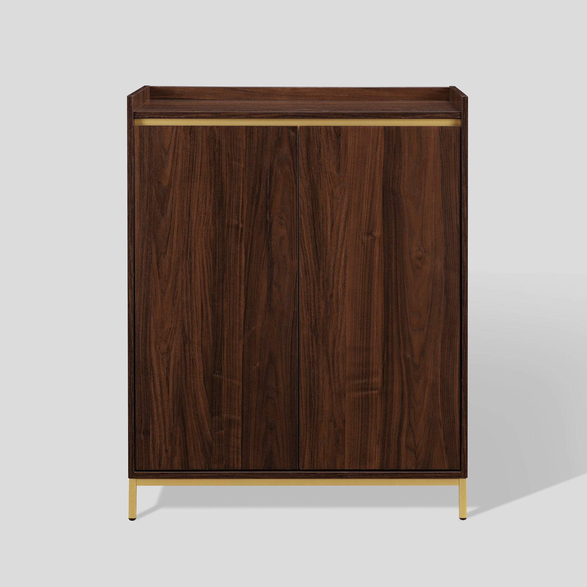 Contemporary 2-Door Accent Cabinet with Framed Top - Dark Walnut/ Gold - Image 1