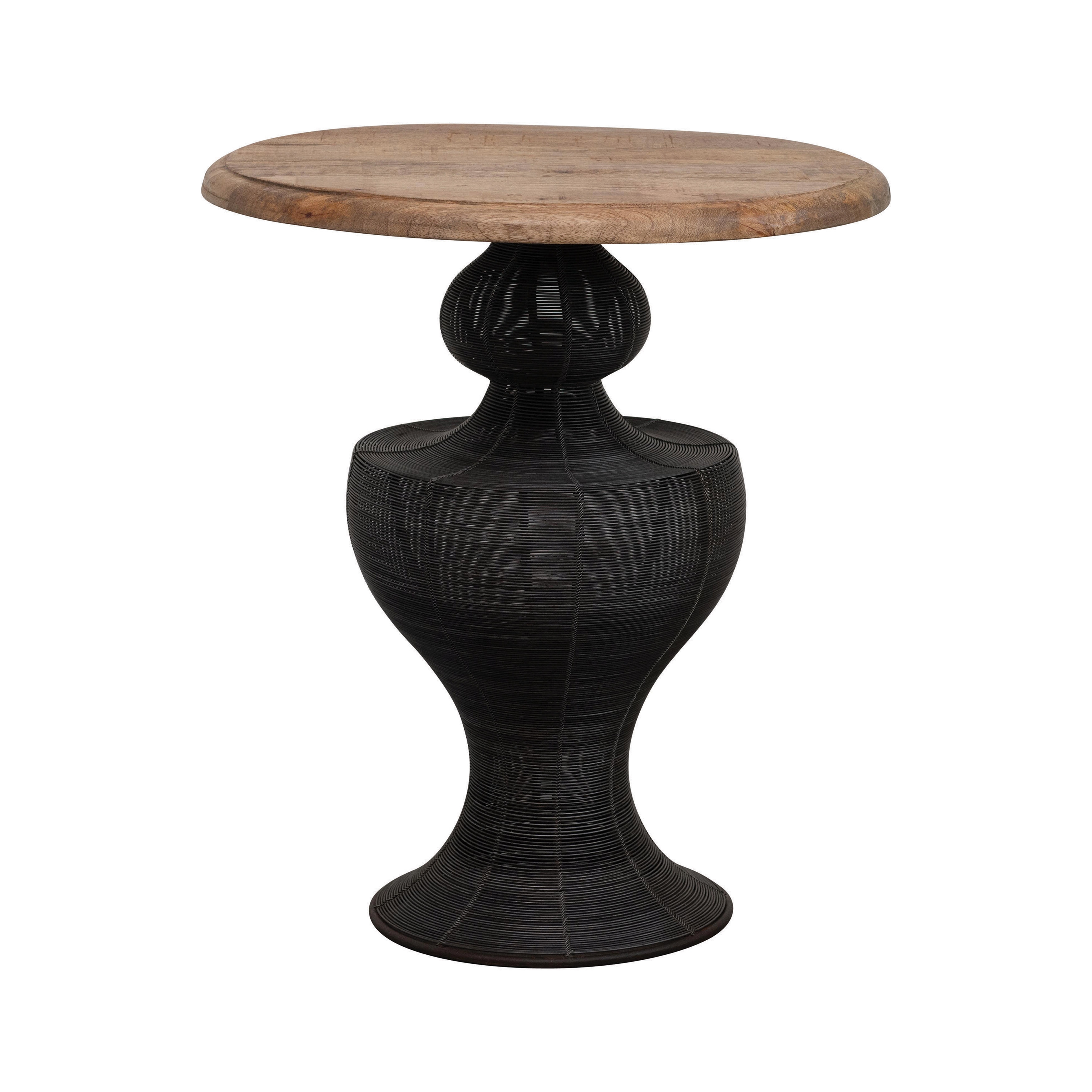 Formed Metal Wire & Mango Wood Table, Natural & Black - Image 0