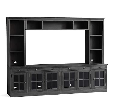 Livingston Medium Entertainment Center with Glass Doors, Dusty Charcoal - Image 0