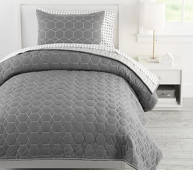 Pw Honeycomb Quilt, Standard Sham, Charcoal, - Image 1