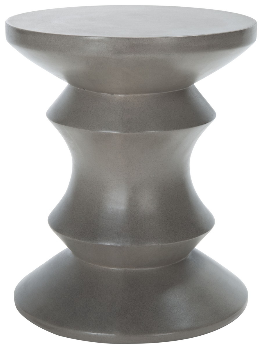 Katara Concrete Accent Stool - Dark Grey - Safavieh - Image 0