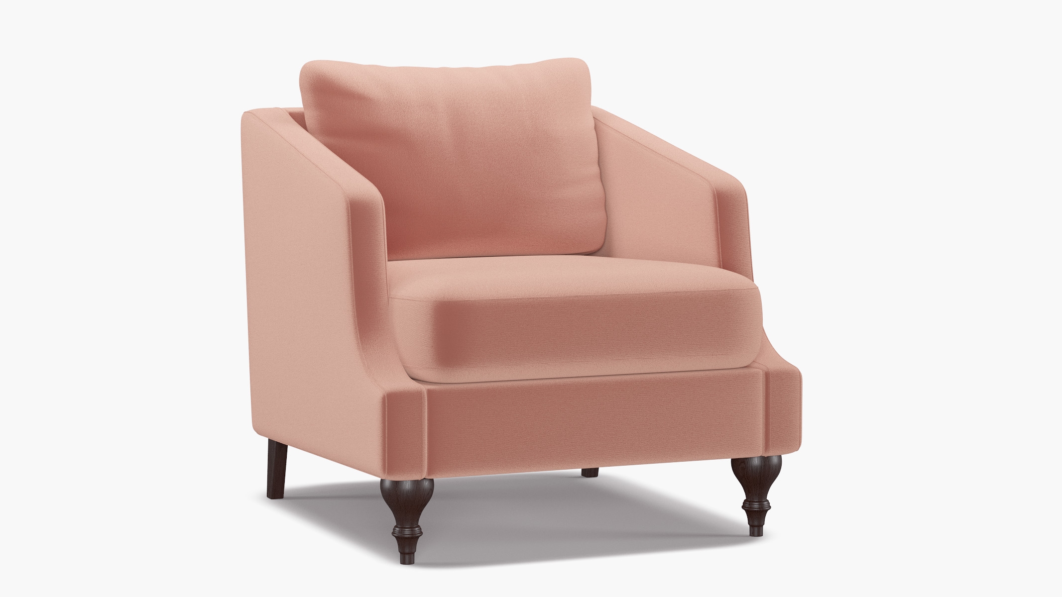 Slope Arm Chair, Bloom Performance Plush Velvet, Espresso Turned Wood Leg - Image 1