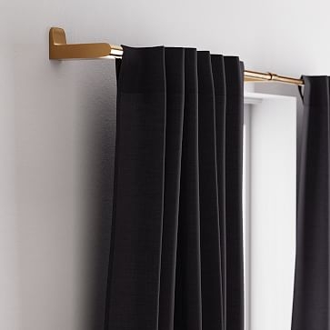 Solid European Flax Linen Curtain, Black , 48"x96" - Image 2