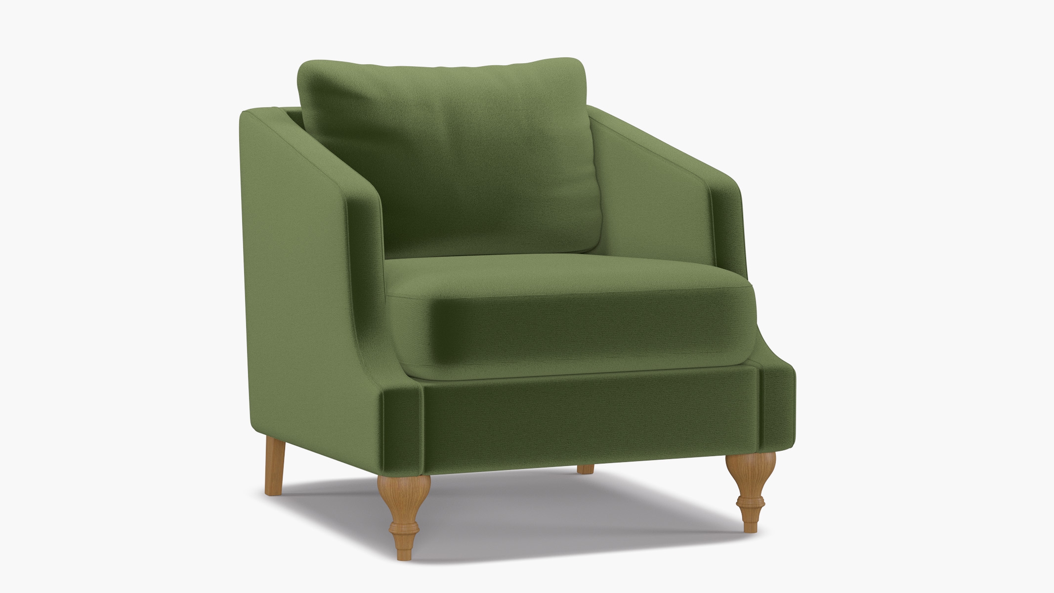 Slope Arm Chair, Essex Performance Velvet, Natural Turned Wood Leg - Image 1