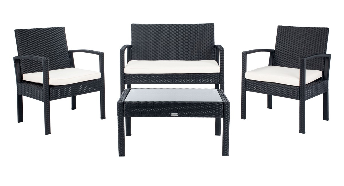 Bassey 4Pc Living Set - Black / Light Grey - Safavieh - Image 0