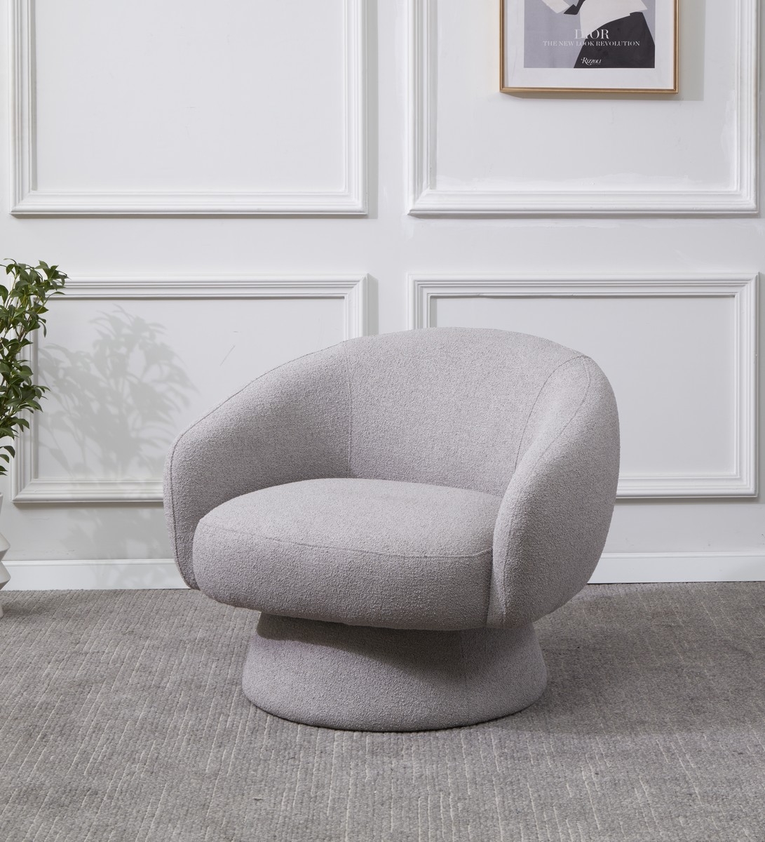 Petryna Boucle Swivel Accent Chair - Grey - Image 1